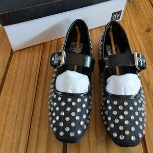 DV Dolce Vita Women's Mellie Buckle Strap Mesh Mary Jane Flats